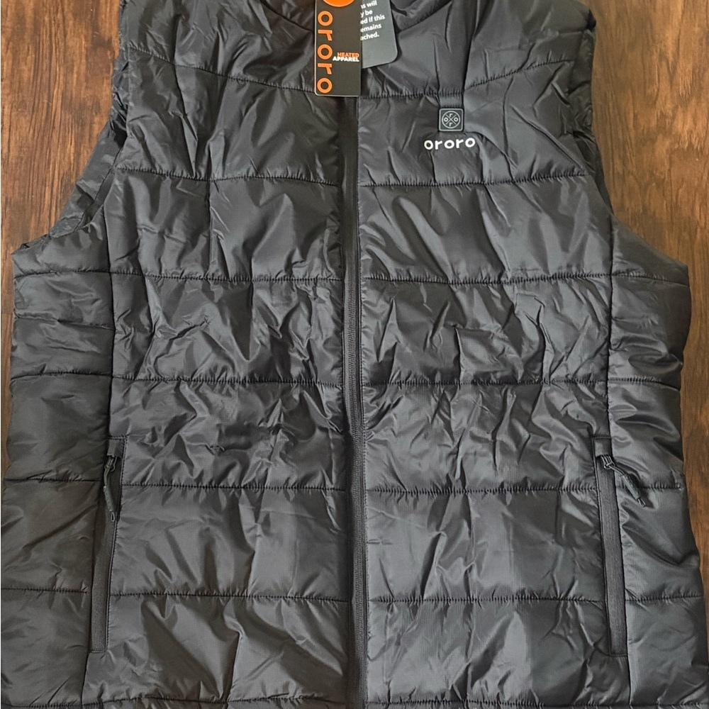 Ororo Men's Black Puffer Vest (Large) with Rechargeable Heating Element